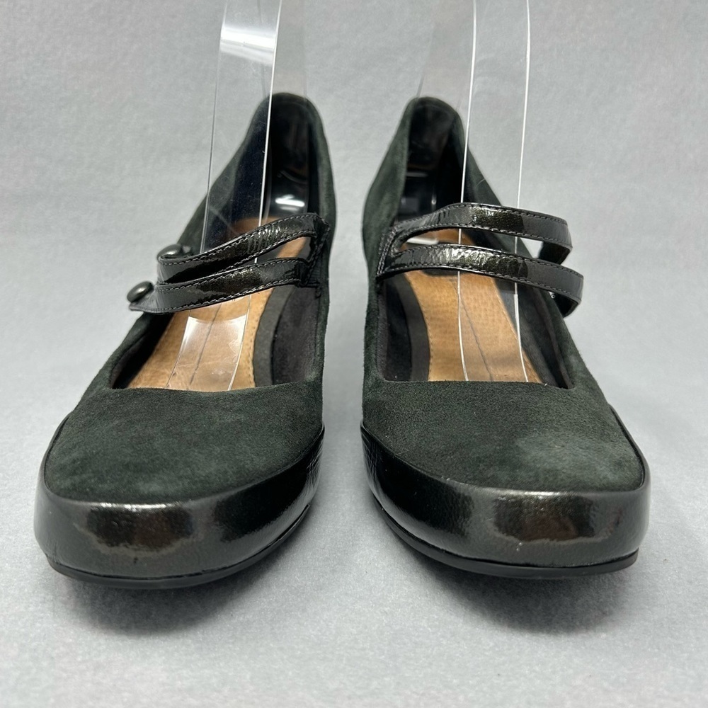Clarks Women's Diamond Sparkle Mary Jane Pump Size 8 Block Heel Gray Suede Shoe - Picture 7 of 12
